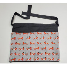 Gardening apron-leaping foxes, child